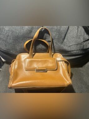Vintage Cole Haan Tan Leather Satchel Medium Handbag G Series Village Buckle Y2K